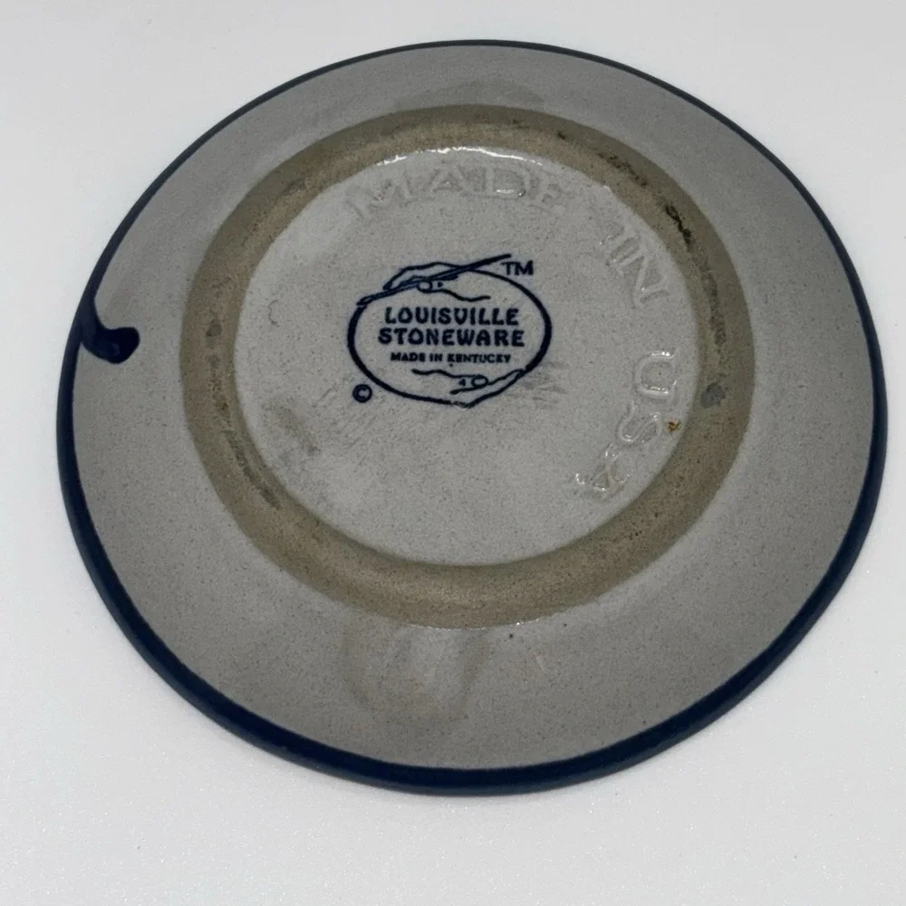 Louisville Stoneware Pig Thank You Plate Small 4.75in Blue Gray‎ Excellent USA